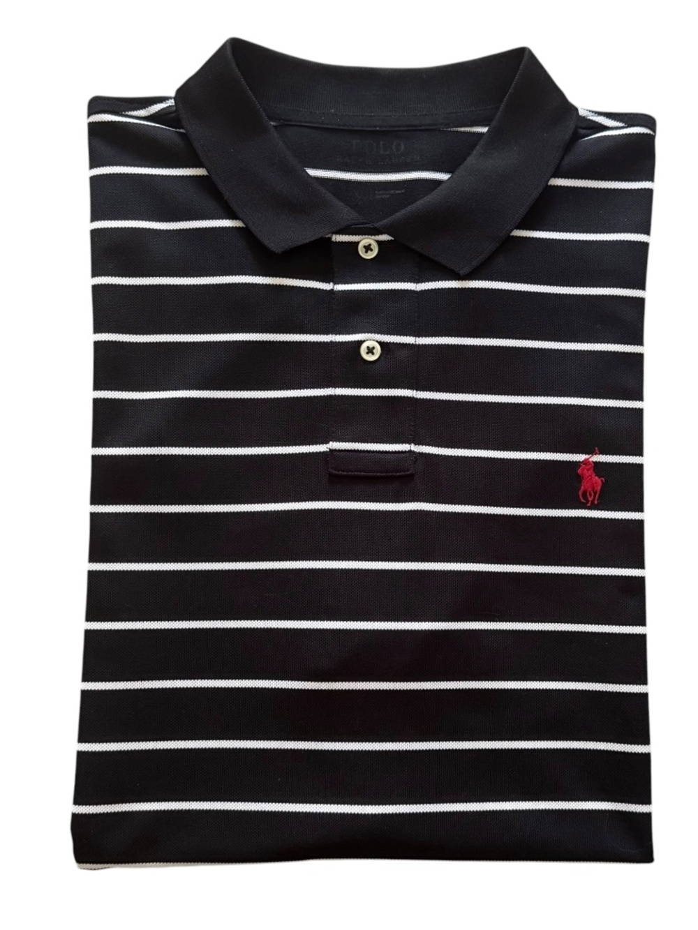Polo Ralph Lauren Performance Black & White Stripe Polo Shirt XL Mens